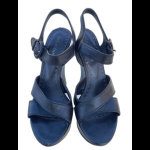 YSL Yves Saint Laurent 39 Black Wedge Platform Sandals